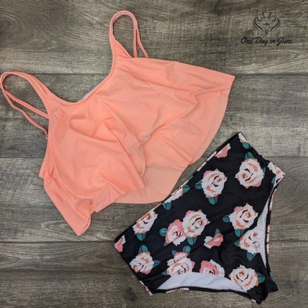 Souqfone Ruffled Flounce High Waist Bikini Swimsuit Size XL